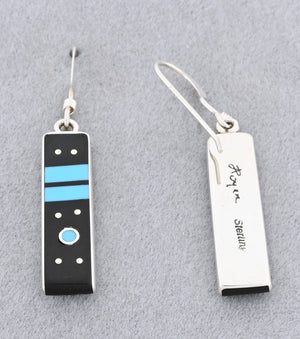 Earrings with Onyx and Turquoise by Jimmy Poyer