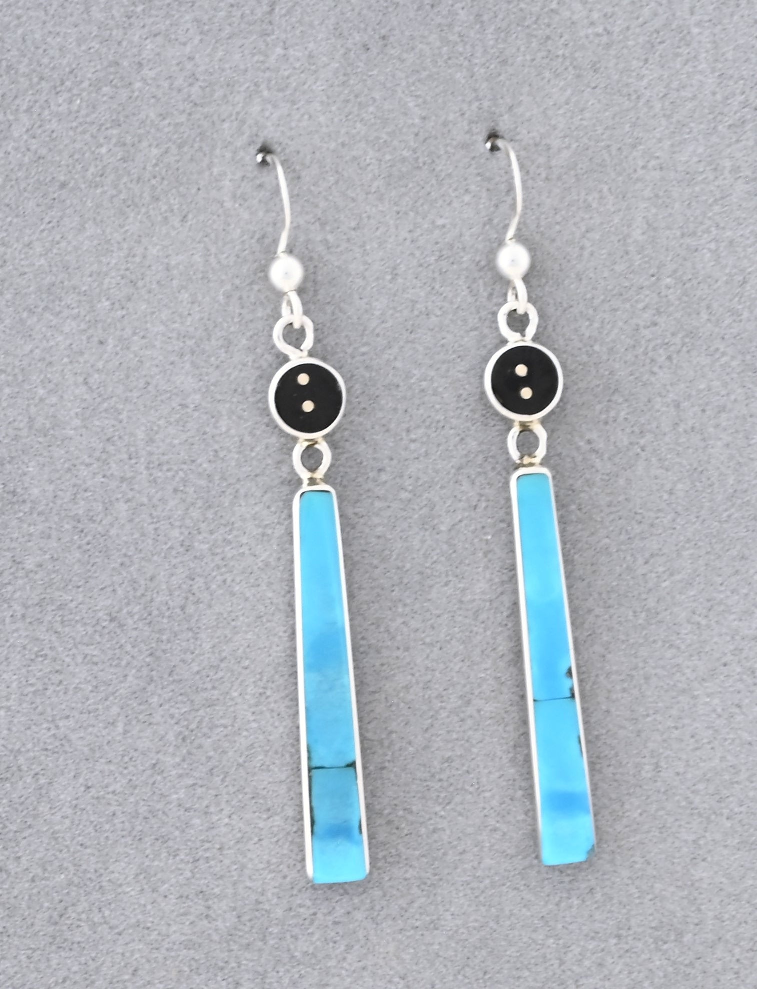 Earrings with Long Turquoise Drops by Jimmy Poyer
