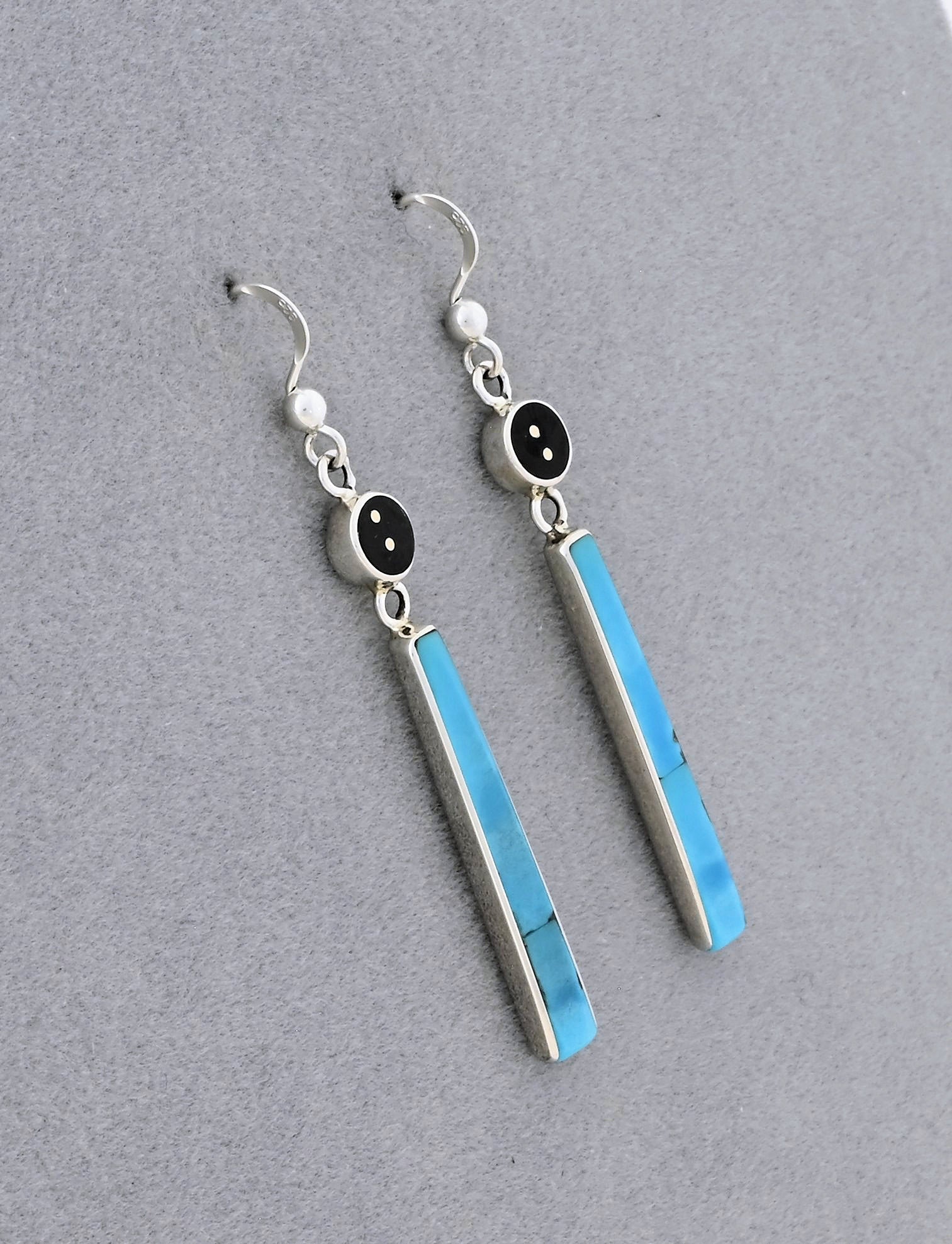 Earrings with Long Turquoise Drops by Jimmy Poyer