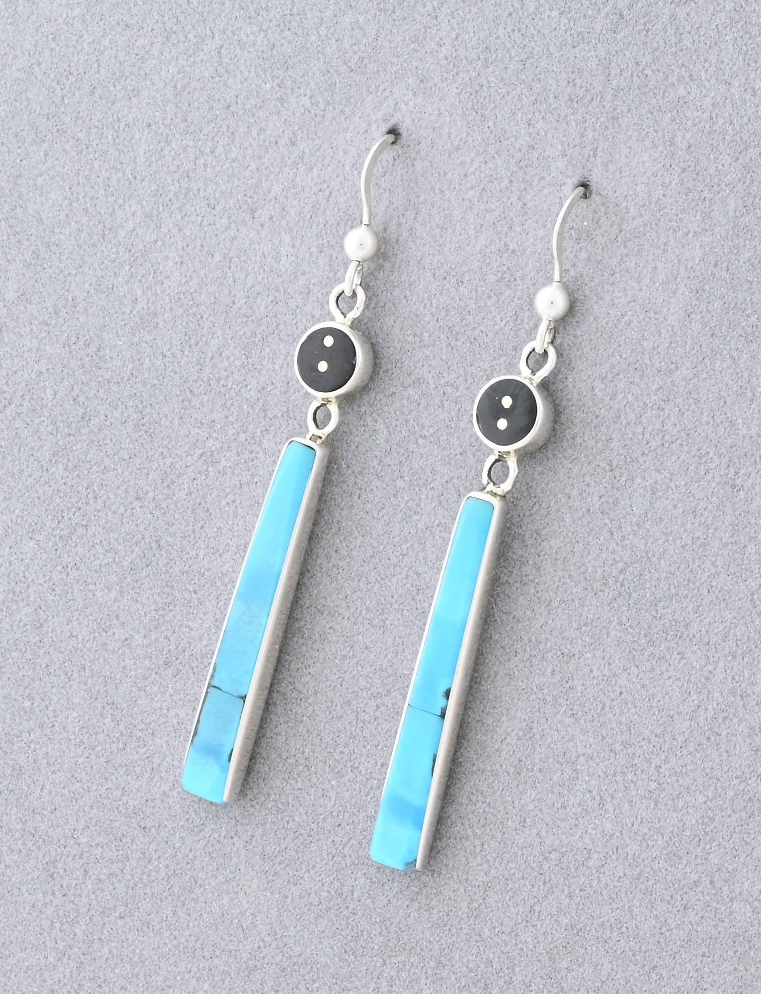 Earrings with Long Turquoise Drops by Jimmy Poyer