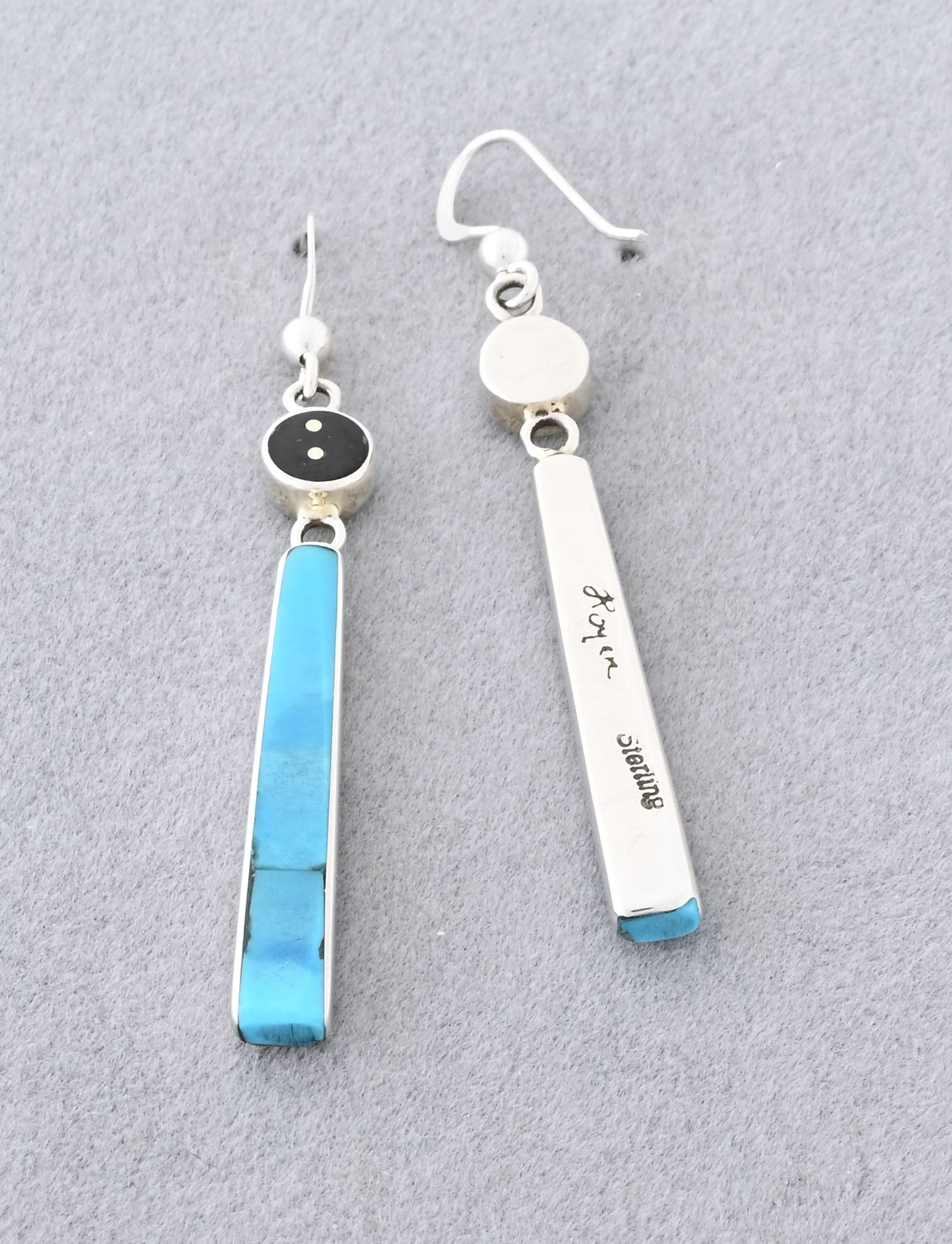 Earrings with Long Turquoise Drops by Jimmy Poyer