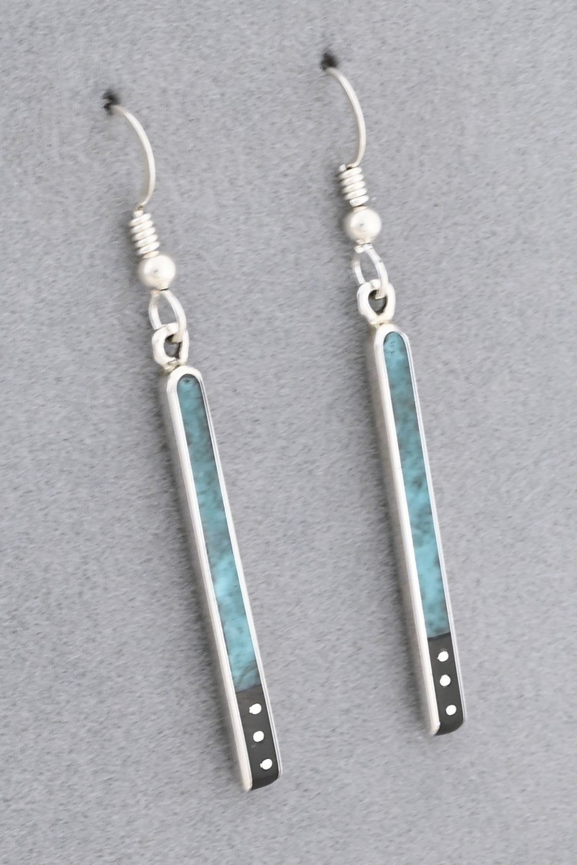 Earrings with Turquoise and Onyx by Jimmy Poyer
