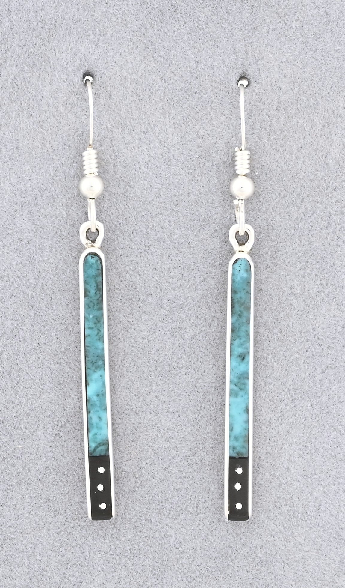 Earrings with Turquoise and Onyx by Jimmy Poyer