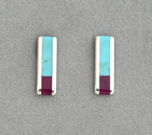 Earrings with Rectangular Inlay by Jimmy Poyer