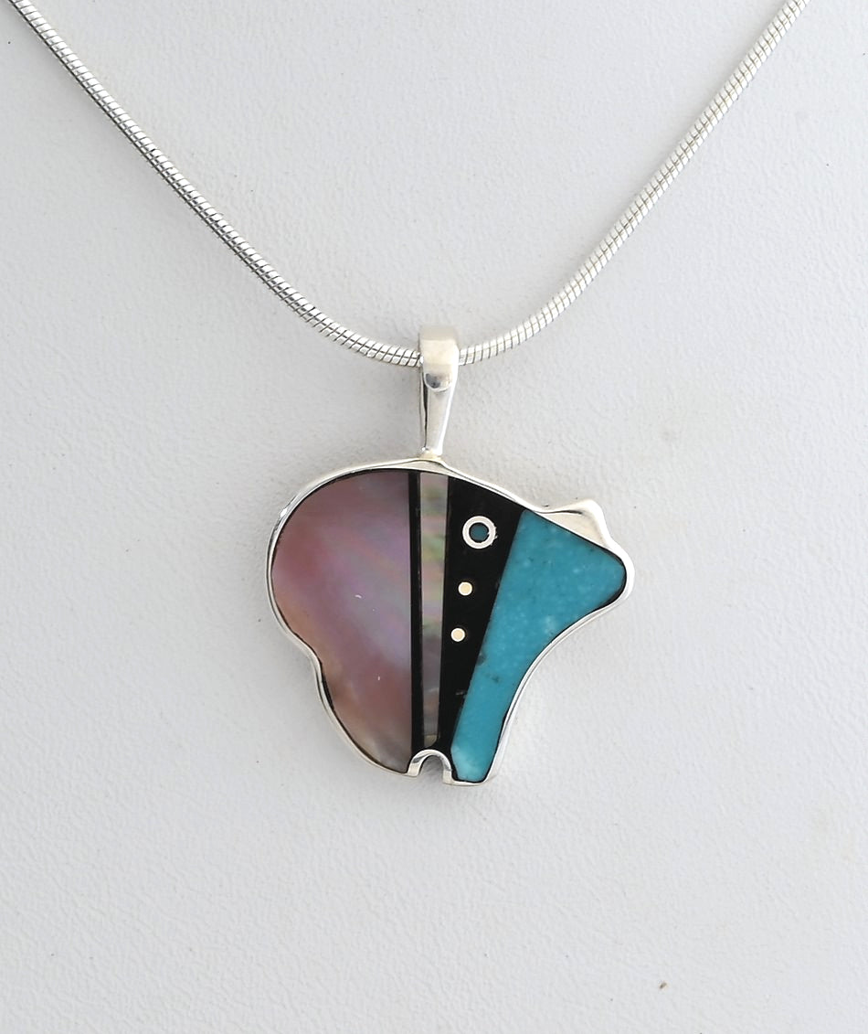 Pendant with Inlaid Bear by Jimmy Poyer