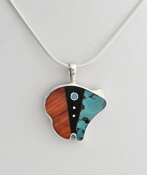 Pendant with Inlaid Bear by Jimmy Poyer