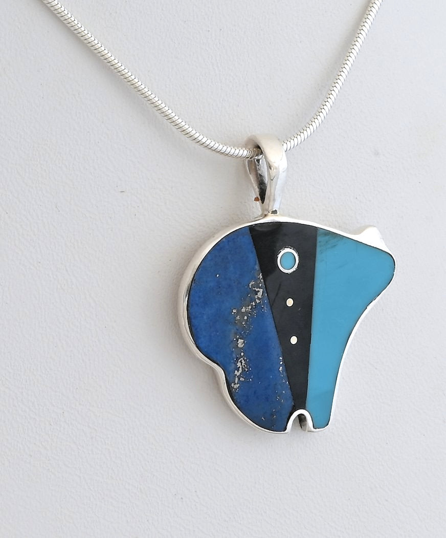 Pendant with Inlaid Bear by Jimmy Poyer