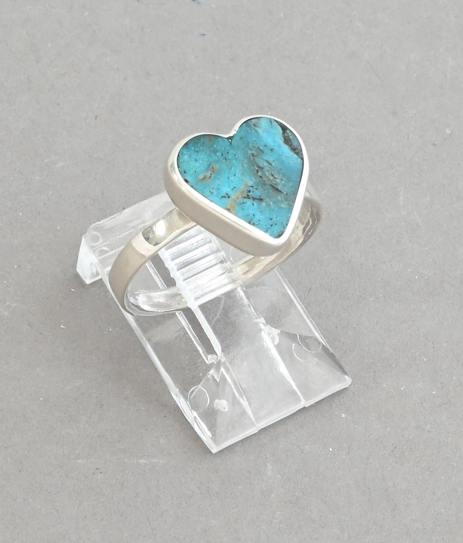 Ring with Turquoise Heart by Jimmy Poyer; Size 6.25