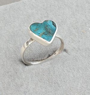 Ring with Turquoise Heart by Jimmy Poyer; Size 6.25