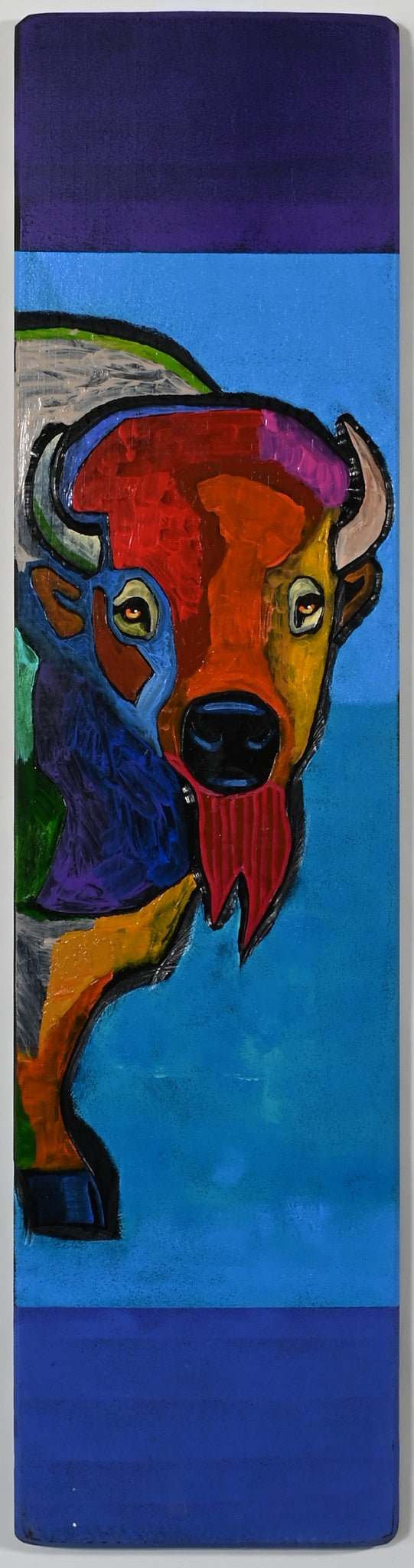 "Buffalo on Blue" Acrylic on Board by Leland Holiday