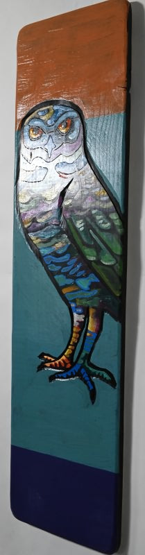 "Owl" Acrylic on Board by Leland Holiday