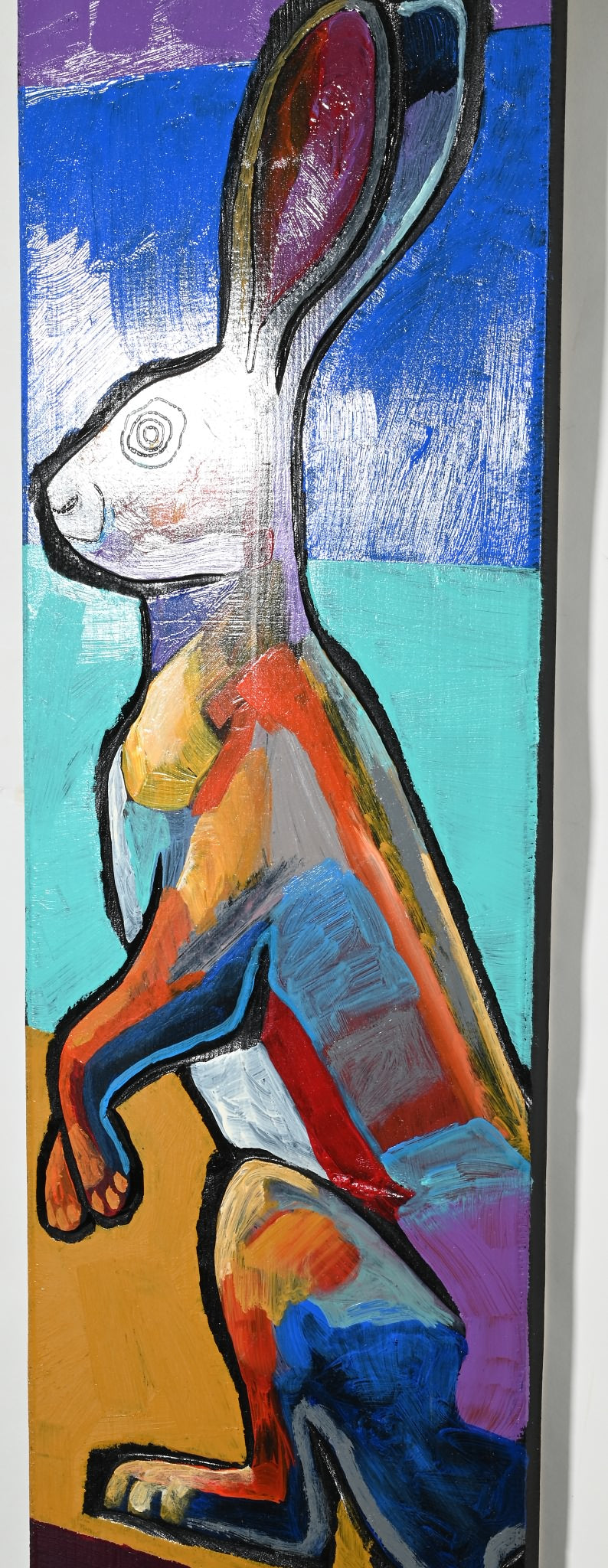"Alert Rabbit" Acrylic on Board by Leland Holiday