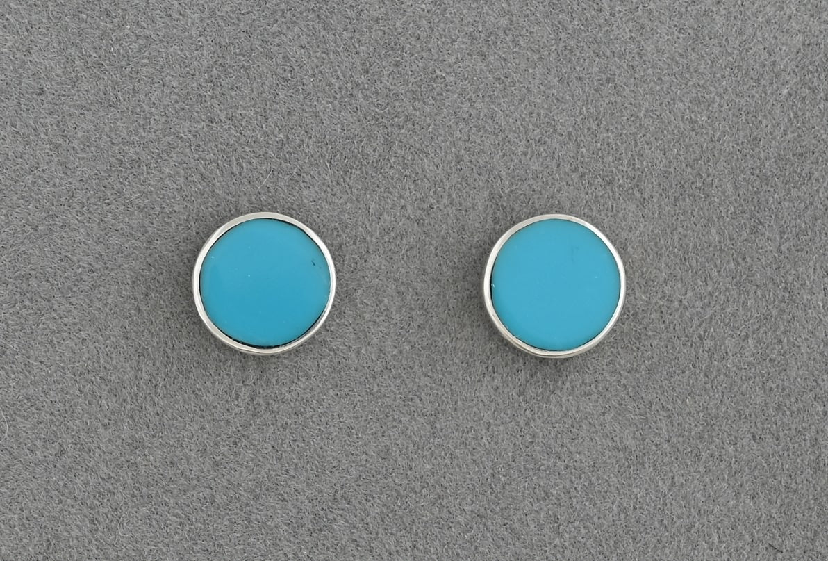 Earrings with Small Round Turquoise Studs by Jimmy Poyer