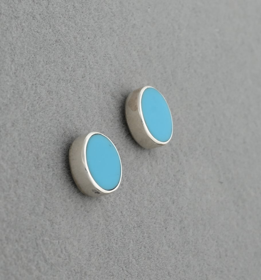 Earrings with Small Round Turquoise Studs by Jimmy Poyer