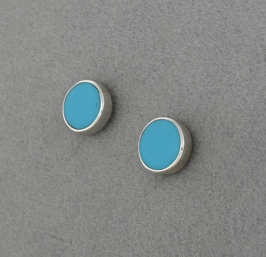 Earrings with Small Round Turquoise Studs by Jimmy Poyer