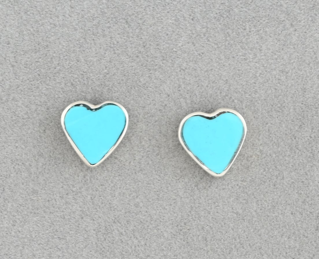 Earrings with Turquoise Heart Studs by Jimmy Poyer