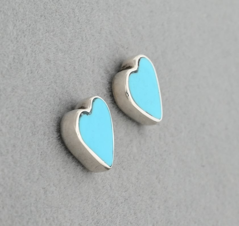 Earrings with Turquoise Heart Studs by Jimmy Poyer