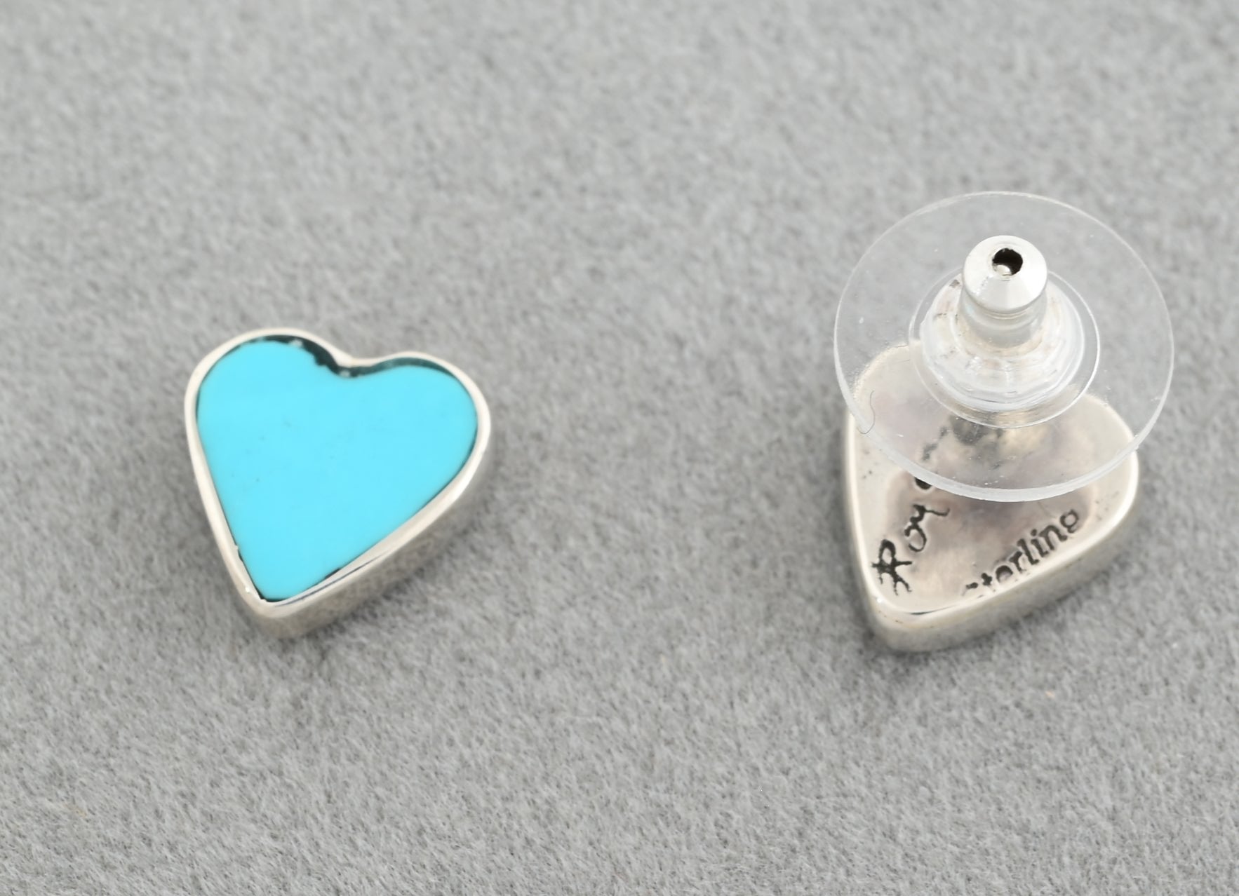 Earrings with Turquoise Heart Studs by Jimmy Poyer