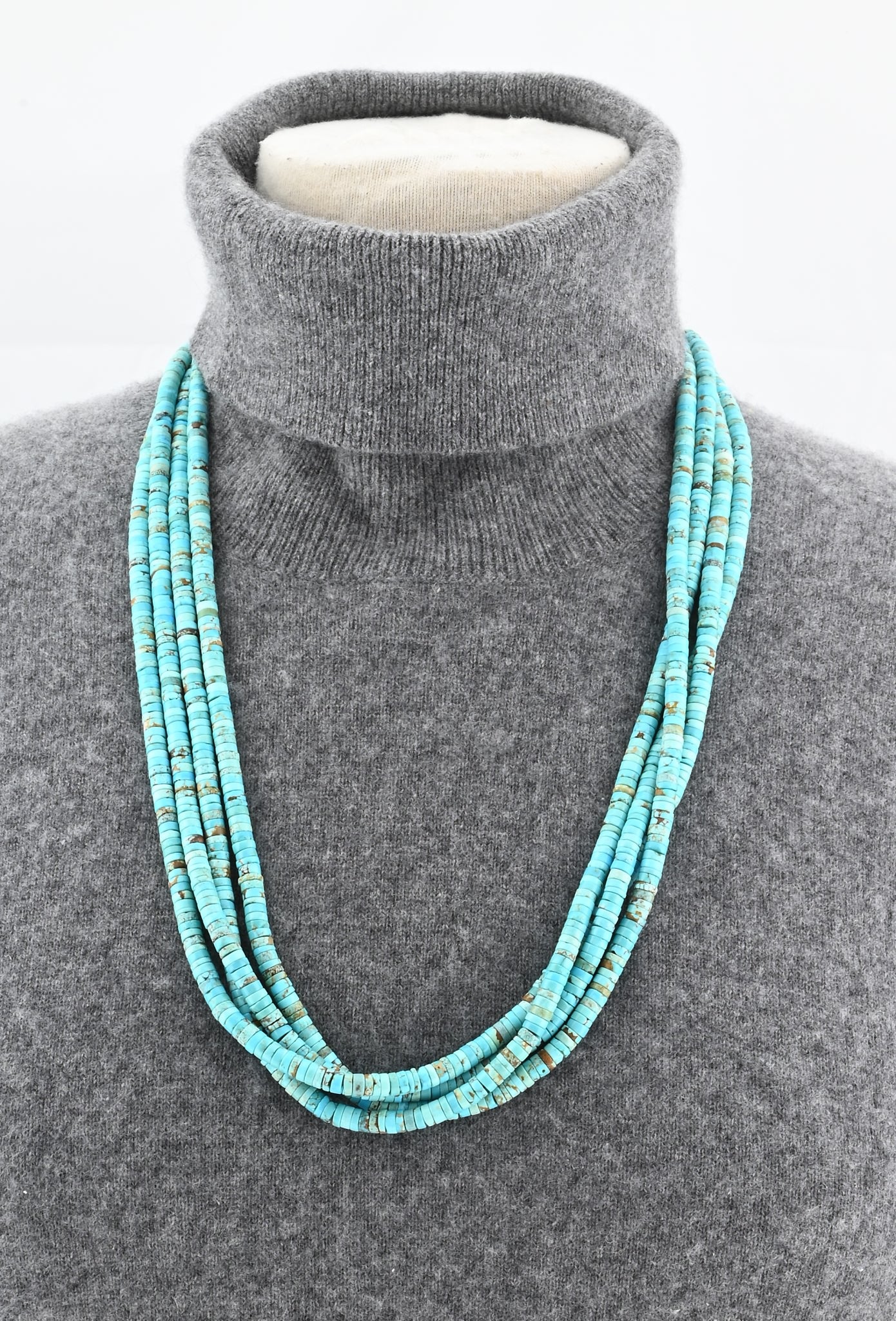 Necklace with Rolled #8 Turquoise