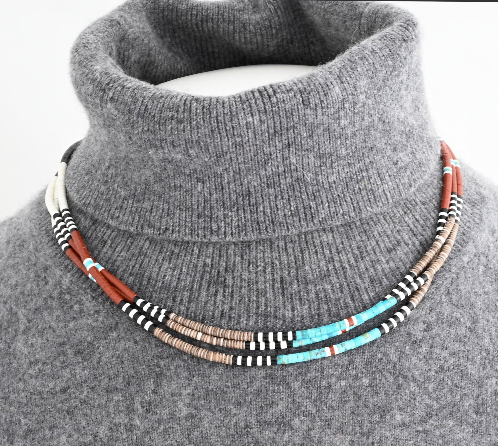 Three Strand Heishe Necklace by Doreen Calabaza