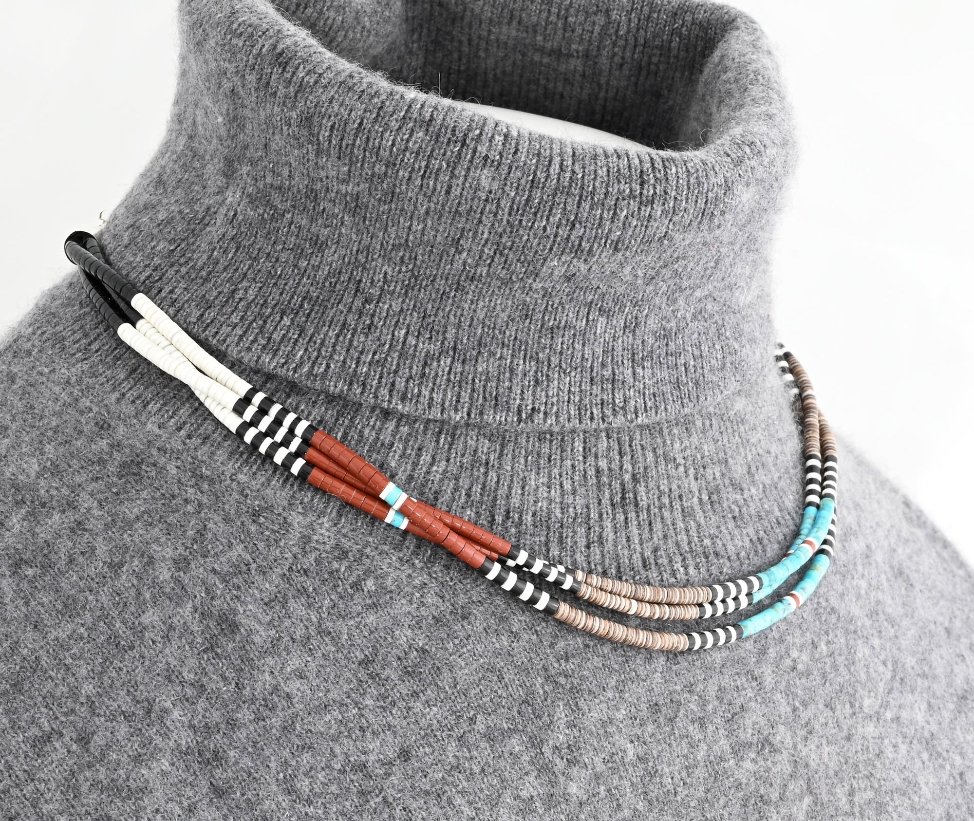 Three Strand Heishe Necklace by Doreen Calabaza