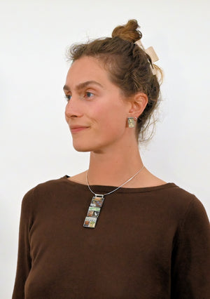 Ivory Face Earrings with Chrysocolla by Denise Wallace