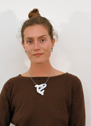Killer Whale Pin/Pendant with Lapis Lazuli by Denise Wallace c.1988