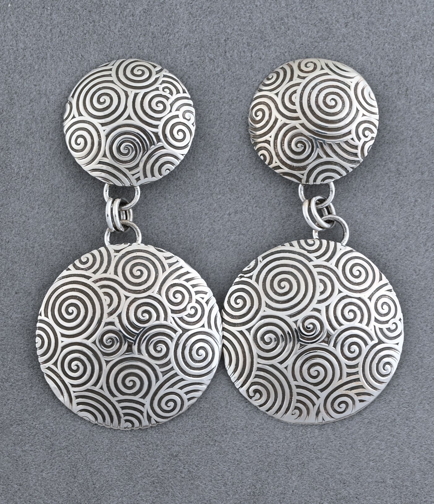 Earrings with Double Swirl Domes by Artie Yellowhorse