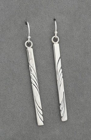Earrings with Long Narrow Carved Drops by Artie Yellowhorse