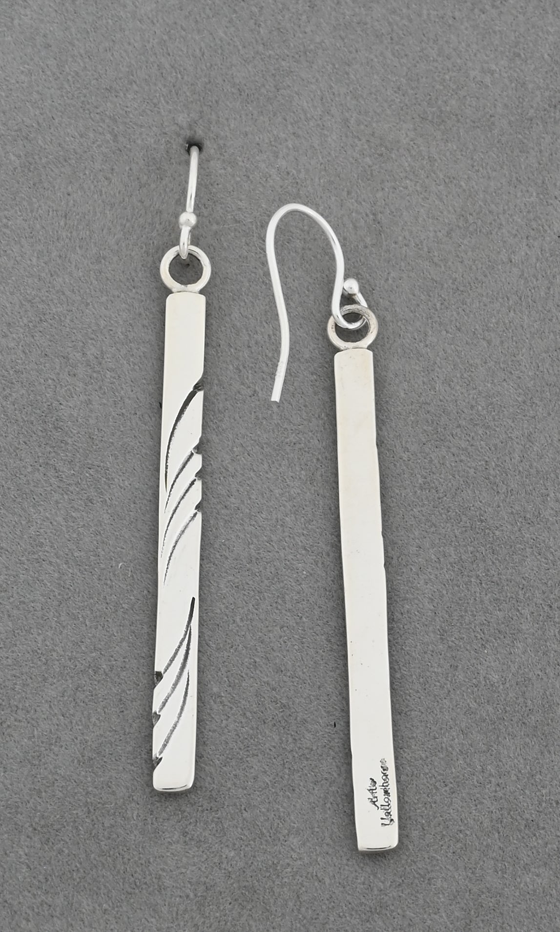 Earrings with Long Narrow Carved Drops by Artie Yellowhorse