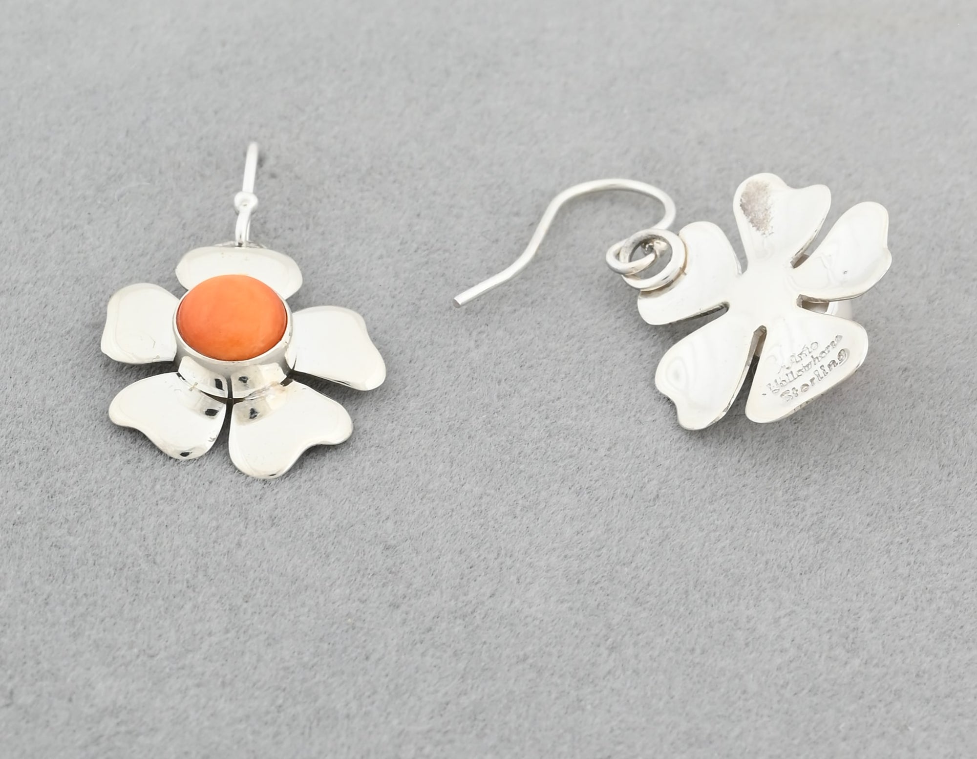 Earrings with Flower Petal and Spiny Oyster Shell by Artie Yellowhorse
