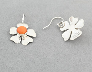 Earrings with Flower Petal and Spiny Oyster Shell by Artie Yellowhorse