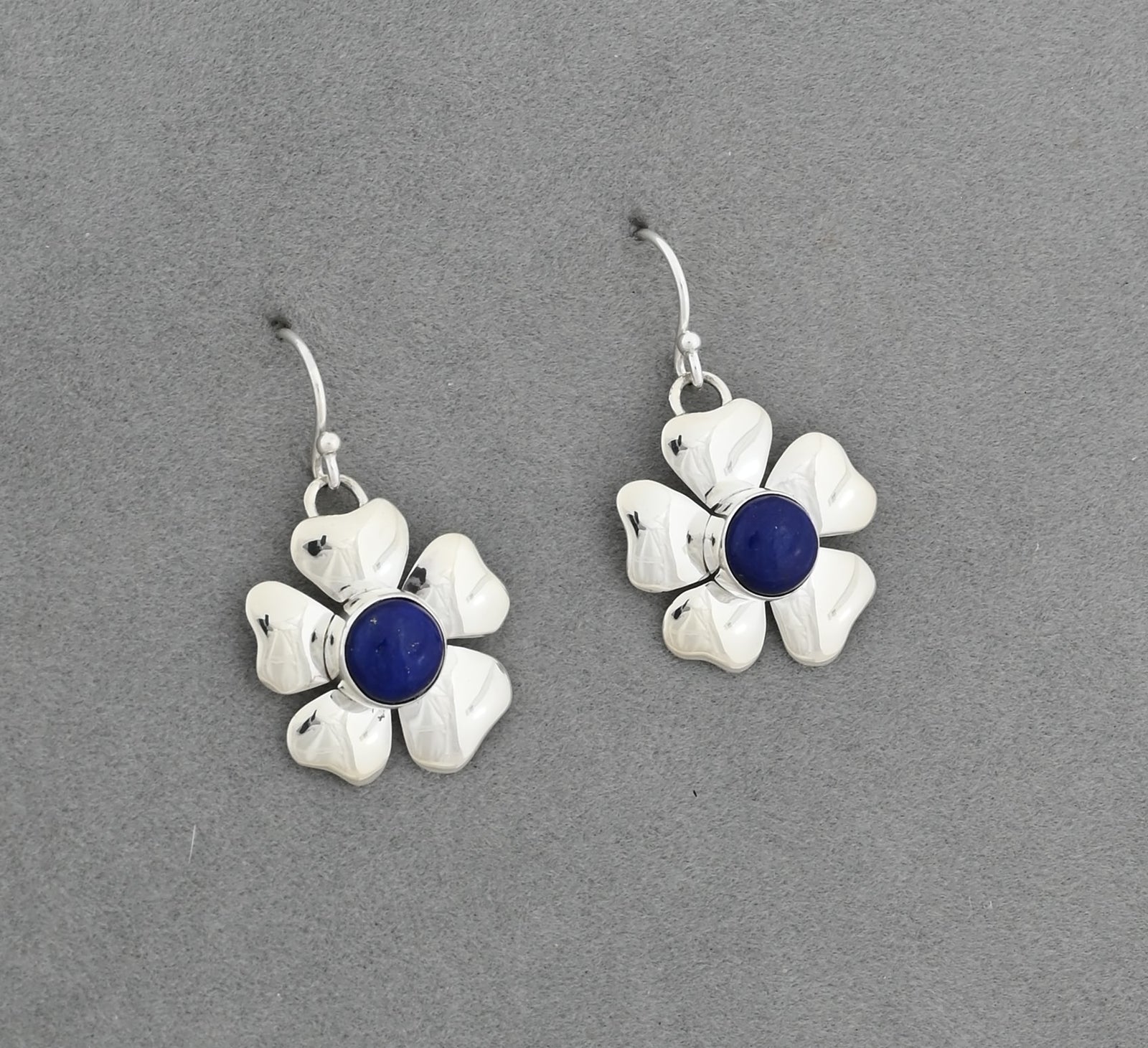 Earrings with Flower Petal and Lapis Lazuli by Artie Yellowhorse