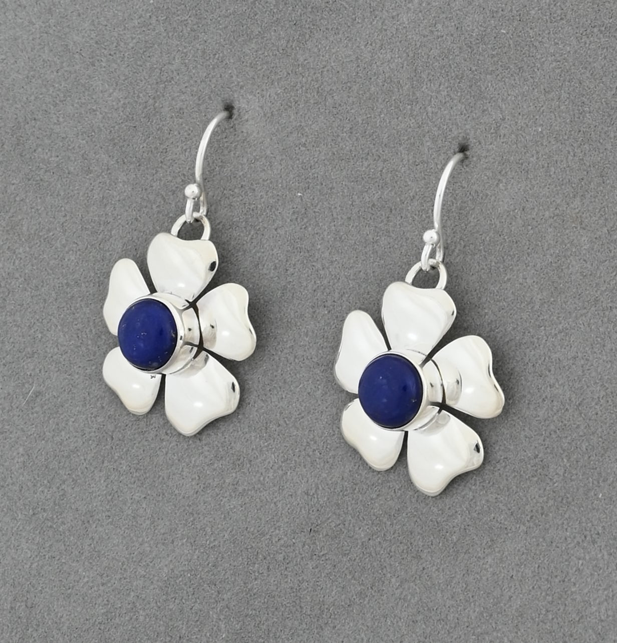 Earrings with Flower Petal and Lapis Lazuli by Artie Yellowhorse