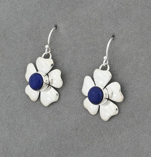 Earrings with Flower Petal and Lapis Lazuli by Artie Yellowhorse