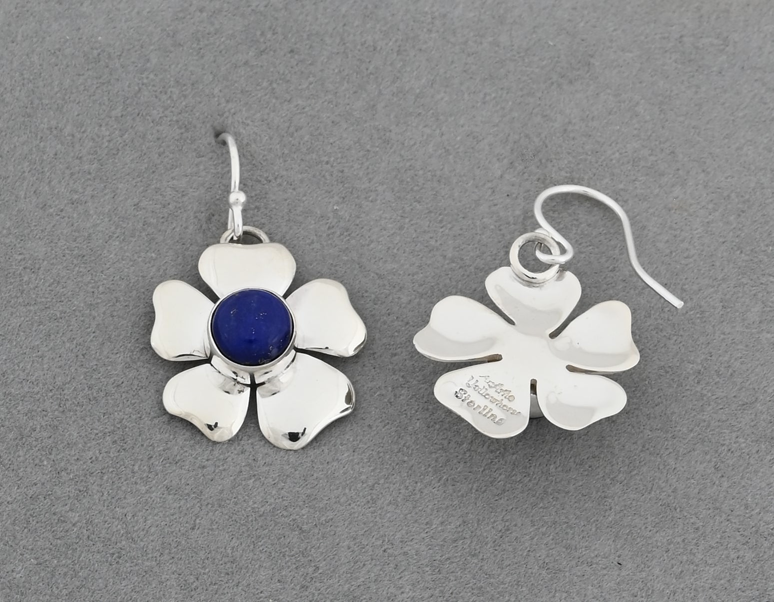 Earrings with Flower Petal and Lapis Lazuli by Artie Yellowhorse