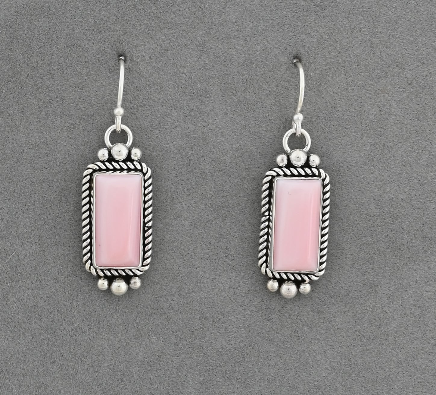 Earrings with Pink Conch Shell Drops by Artie Yellowhorse