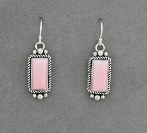 Earrings with Pink Conch Shell Drops by Artie Yellowhorse