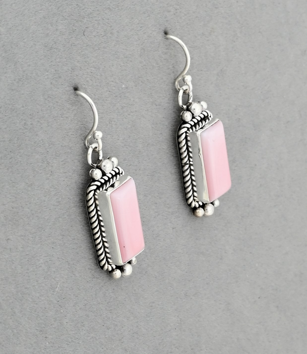 Earrings with Pink Conch Shell Drops by Artie Yellowhorse
