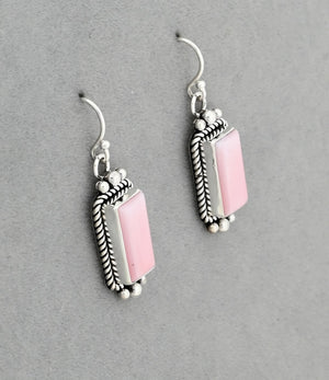 Earrings with Pink Conch Shell Drops by Artie Yellowhorse