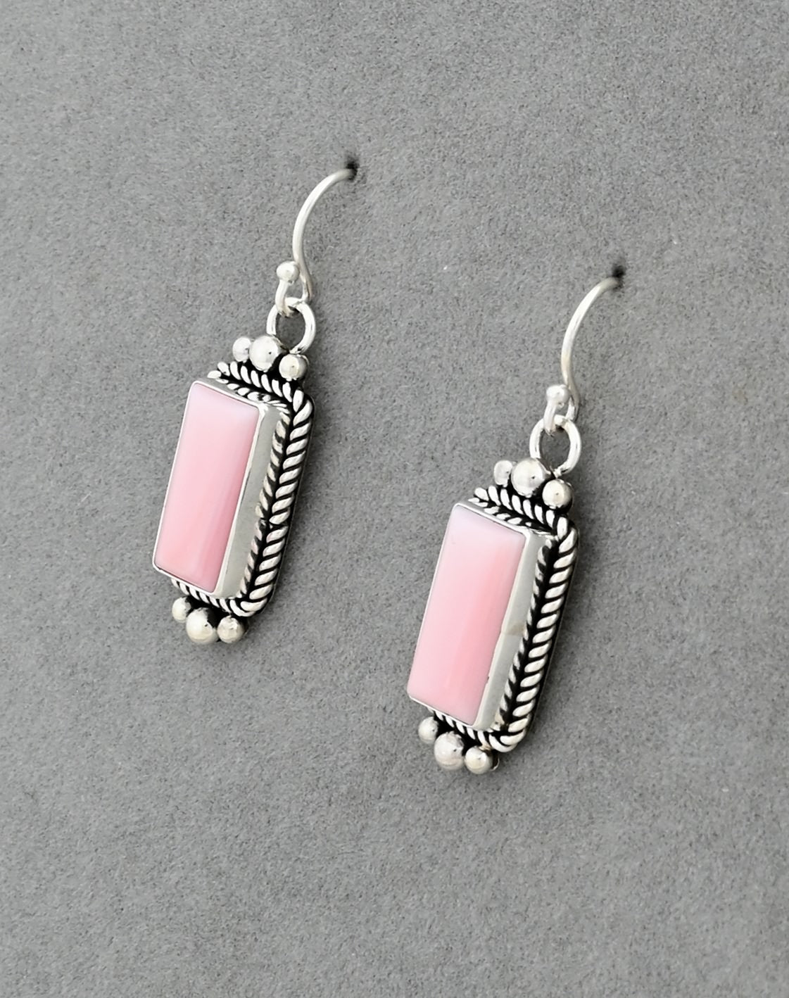 Earrings with Pink Conch Shell Drops by Artie Yellowhorse