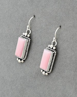 Earrings with Pink Conch Shell Drops by Artie Yellowhorse