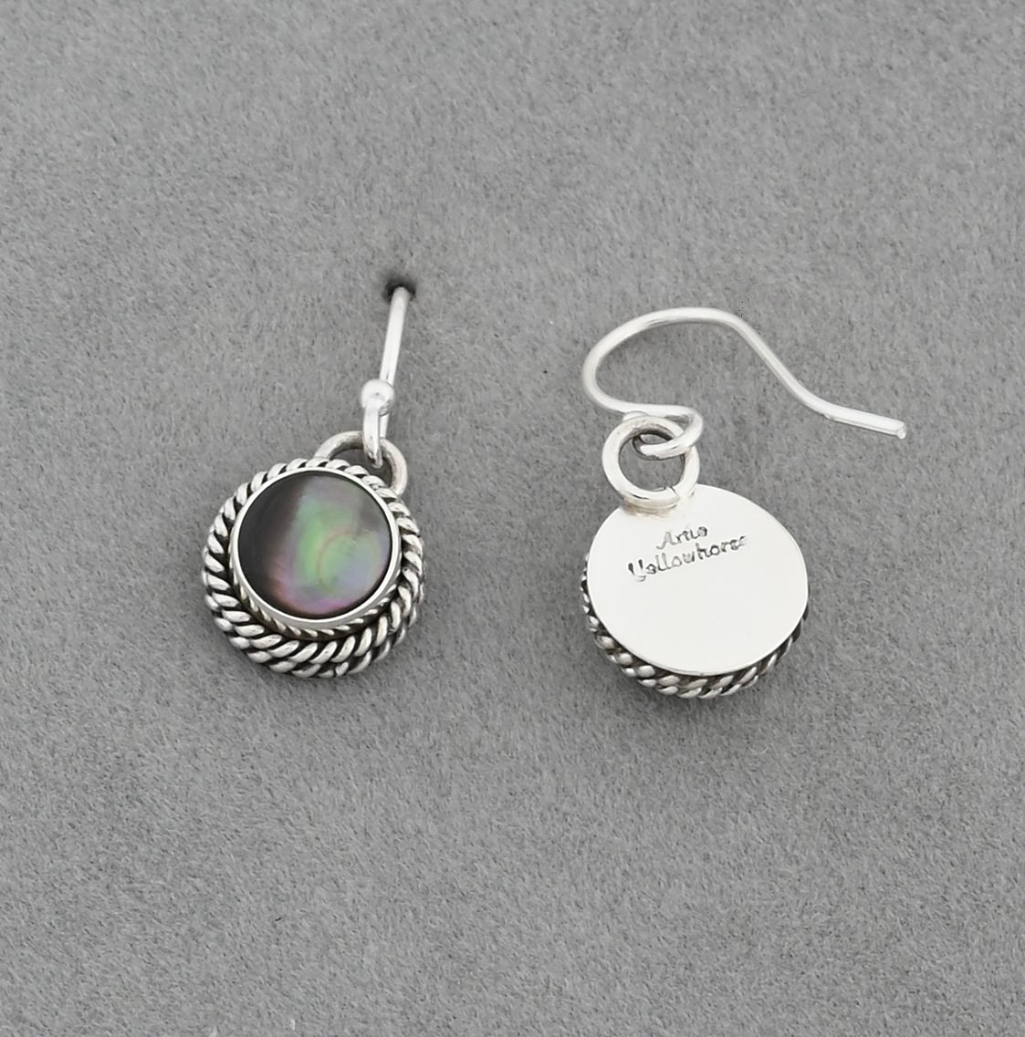 Earrings with Abalone Drops by Artie Yellowhorse (Small!)