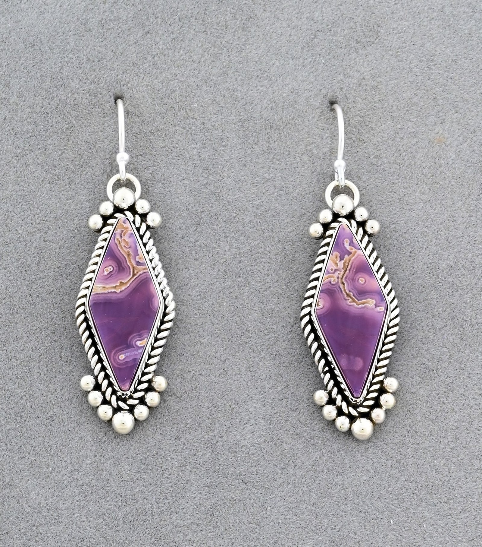 Earrings with Agua Nueva Agate by Artie Yellowhorse