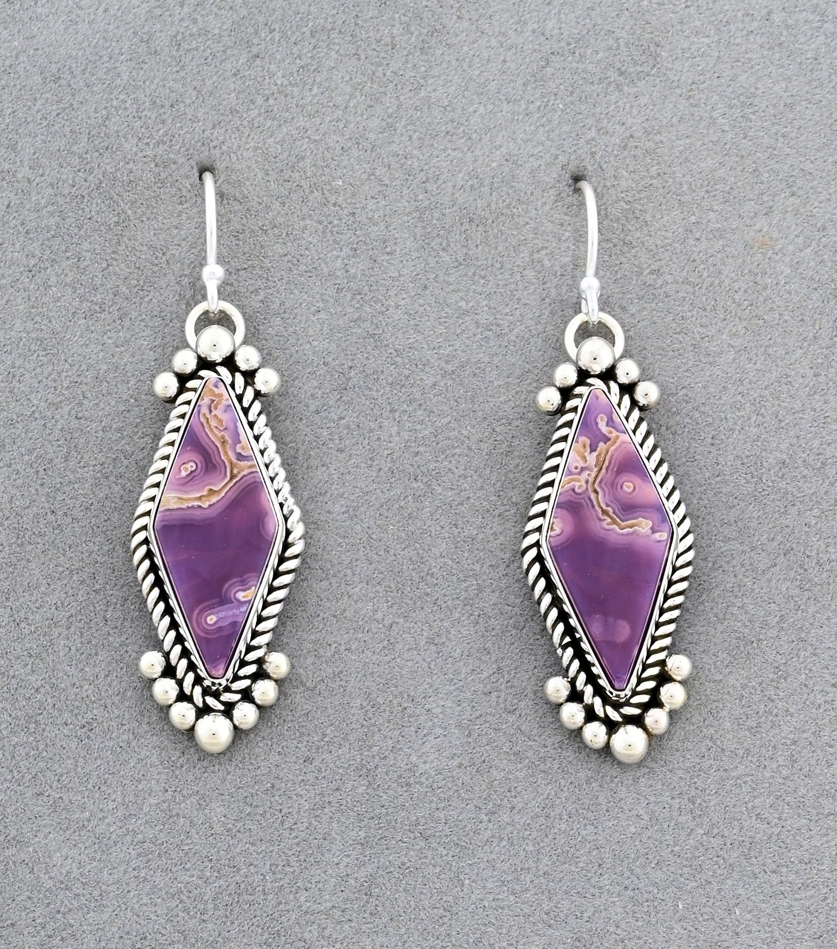 Earrings with Agua Nueva Agate by Artie Yellowhorse