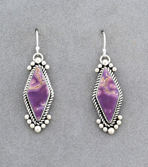 Earrings with Agua Nueva Agate by Artie Yellowhorse