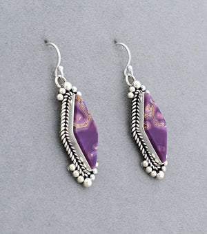 Earrings with Agua Nueva Agate by Artie Yellowhorse