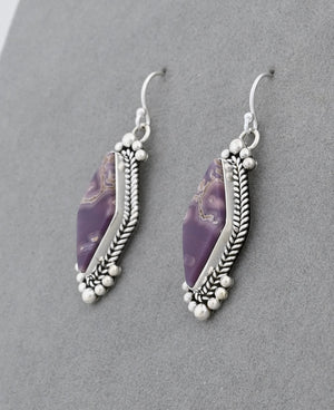 Earrings with Agua Nueva Agate by Artie Yellowhorse