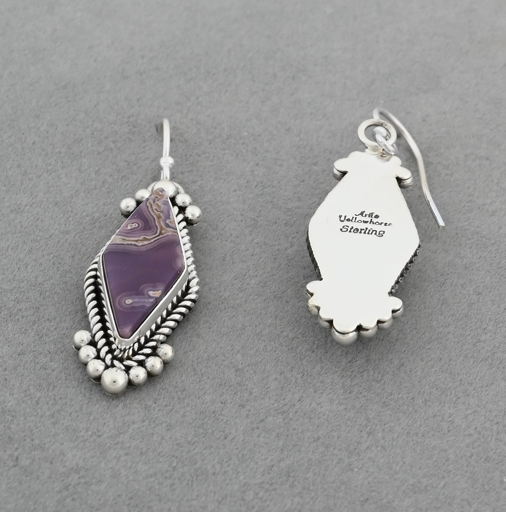 Earrings with Agua Nueva Agate by Artie Yellowhorse