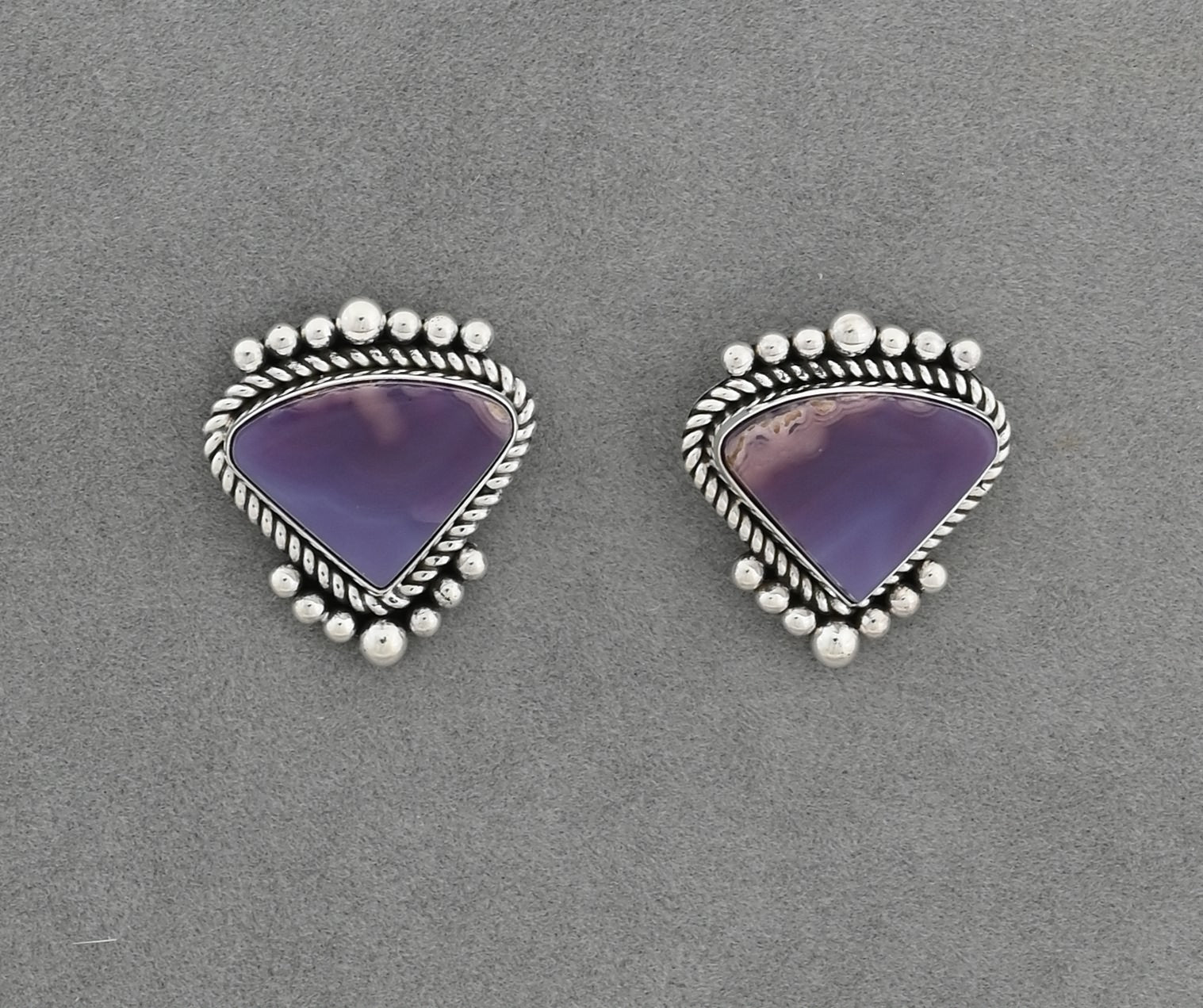 Earrings with Agua Nueva Agate by Artie Yellowhorse